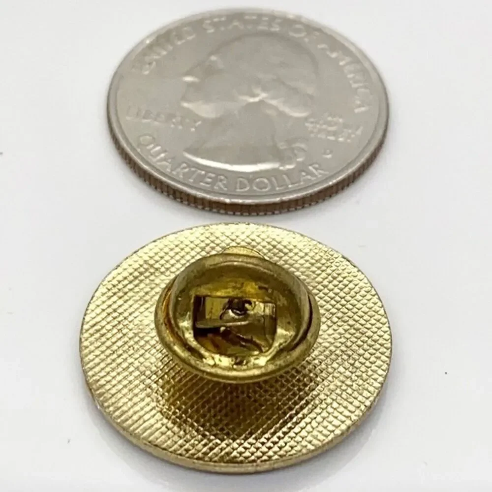 Vintage Fire dept lapel pin 80's red black & gold hat‎ pin jacket vest pin - Picture 3 of 3